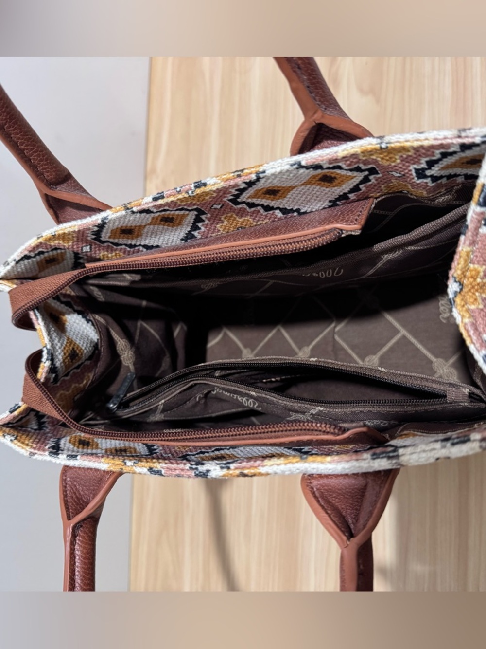 Wrangler SOUTHWEST PRINT MINI TOTE Crossbody Purse w/Strap + Mini Zip Card Case - Picture 7 of 15